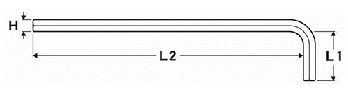 エイト 六角棒スパナ(ロング) LH-の寸法図