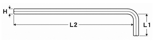 エイト 六角棒スパナ(ロング)(インチ) LH-の寸法図