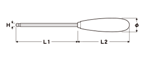 エイト 六角ボールポイントドライバー (BD) (対辺)(六角穴用)の寸法図