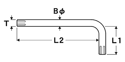 エイト TORX L型レンチ(六角棒スパナ)(TX)の寸法図
