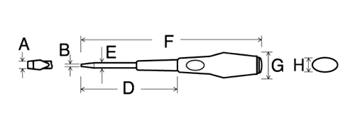 アネックス(ANEX) ビスブレーカードライバー(ー)(No3960)の寸法図