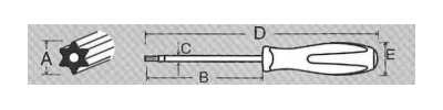 ANEX 6300ヘクスロブ(TORX)ドライバ (T型)(ピン付対応)の寸法図