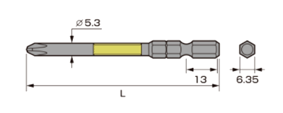 アネックス(ANEX) 黒龍靭ビット 段付タイプ (2本組)(ABRD)の寸法図