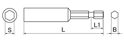 アネックス(ANEX) 強力マグネットホルダー (AKL-080)(対辺6.35mm六角軸)の寸法図