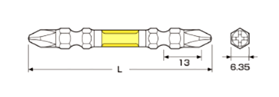 アネックス(ANEX) 龍靭ビット (ART-14M)(袋入り)の寸法図