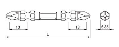 アネックス(ANEX) 龍靭ビット (ARTM5-5本組 / ARTM-2本組)の寸法図