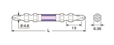 アネックス(ANEX) 龍靭ビット スリムタイプ (袋入り)(ARTS-14M)の寸法図