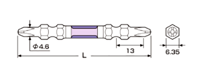 アネックス(ANEX) 龍靭ビット (スリムタイプ)(ARTS5-5本組 / ARTS-2本組)の寸法図