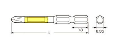 アネックス(ANEX) 龍靭ビット 段付タイプ (ARTD5-5本組 / ARTD-2本組)の寸法図