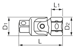 TONE ユニバーサルジョイント(UJ30)(差込口9.5mm)の寸法図