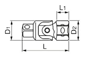 TONE ユニバーサルジョイント(UJ40)(差込口12.7mm)の寸法図