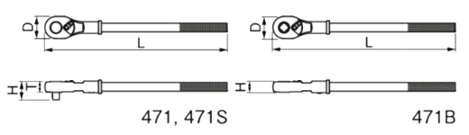 TONE ラチェットハンドル (471)(差込口19mm)の寸法図