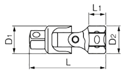 TONE ユニバーサルジョイント(408)(差込口19mm)の寸法図