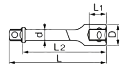 TONE エクステンションバー(EX80)(差込口25.4mm)の寸法図