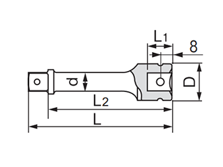 TONE エクステンションバ- ボールタイプ (NE)(差込口12.7mm)の寸法図