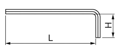 TONE ロング六角棒L形レンチ (AL)(短辺x長辺)の寸法図