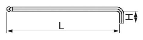 TONE ショートロングボールポイントL 形レンチ BL-Sの寸法図