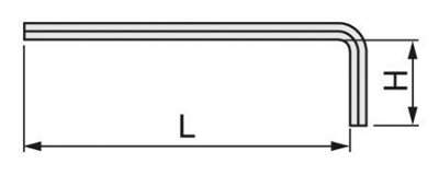TONE セミロング六角棒L 形レンチ APL(短辺x長辺)の寸法図