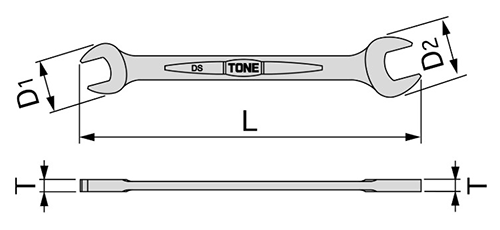 TONE 両口スパナ (DS)の寸法図