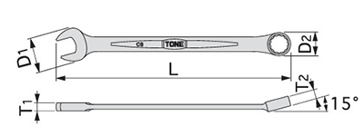 TONE コンビネーションスパナ (CS-)の寸法図