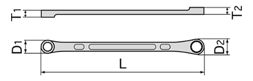 TONE 超ロングめがねレンチ (ストレート)(M05-)の寸法図