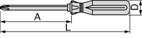 TONE 貫通ドライバー(四角軸/プラスチック柄)(KMD)の寸法図
