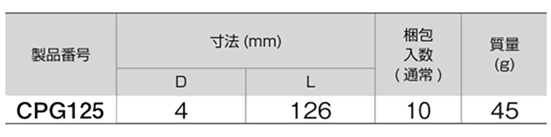 TONE センターポンチ (CPG)(ドリル加工の位置決め)の寸法表