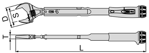 TONE モンキ形トルクレンチ (ダイレクトセットタイプ)(TMWM●)の寸法図