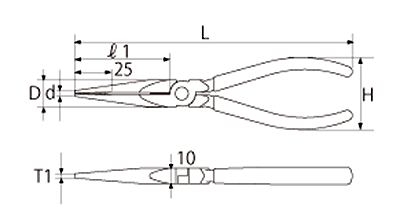 トップ工業 ラジオペンチ (RA-)の寸法図