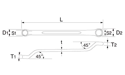 トップ工業 両口メガネレンチ (TM-)の寸法図