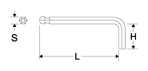 TONE ボールポイントL 形レンチ スタンダードタイプ (HBS)の寸法図