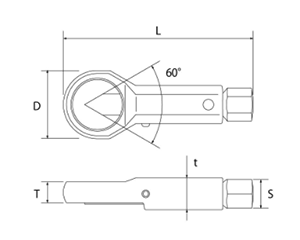 トップ工業 ナットブレーカー用替刃(ボルトセット/小ボルト付)(ナット破壊用)の寸法図
