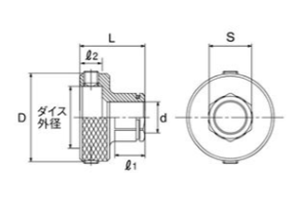 トップ工業 ねじ切り丸ダイス (NA-38用)の寸法図