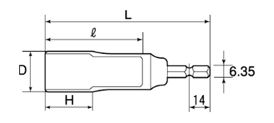 トップ工業 電動ドリル用ソケット (六角軸6.35mm)(EDS-)の寸法図