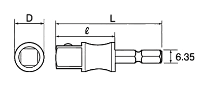 トップ工業 電動ドリル用アダプター(六角軸タイプ)(ESA-)の寸法図