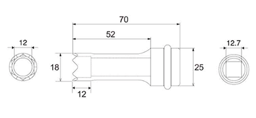 トップ工業 インパクトレンチ用ソケット ビーコン用ギザ付(EPS-GP)の寸法図