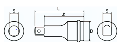 トップ工業 インパクトレンチ用エクステンショバー(PX-)の寸法図