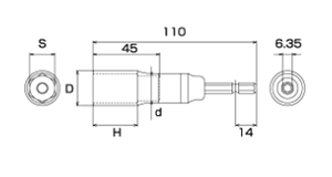 トップ工業 電動ドリル用強軸ソケット(ETS)の寸法図