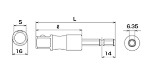 トップ工業 電動ドリル用強軸ソケットアダプター(ESA-TS)の寸法図