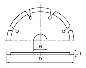 トップ工業 ダイヤモンドホイール セグメントタイプ (乾式)(TDS)の寸法図