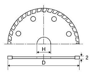 トップ工業 ダイヤモンドホイール 波形タイプ(乾式)(TDW)の寸法図