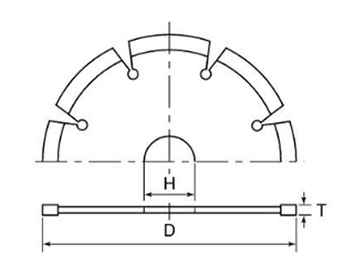 トップ工業 ダイヤモンドホイール セグメントタイプ (乾式/Rシリーズ)(TRS)の寸法図