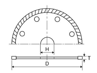 トップ工業 ダイヤモンドホイール 波形タイプ (乾式/Rシリーズ)(TRW)の寸法図