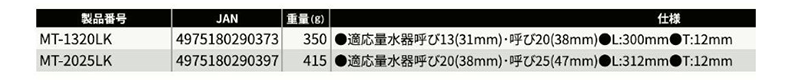 トップ工業 量水器メーターレンチ 切替ボタン付 (MT-LK)の寸法表