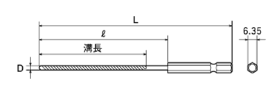 トップ工業 六角軸 ロング鉄工用ドリル (ETD-L)の寸法図