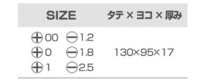 サンフラッグ (新亀製作所) 精密ドライバーセット(NO.176)の寸法表