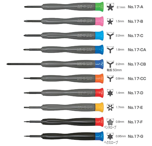 サンフラッグ (新亀製作所) 特殊精密ドライバー 六角型(1.7)(17-E)の寸法図