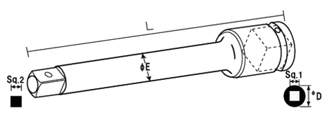 NAC(長堀工業) エクステンションバー (差込角 6.35mm～19mm)の寸法図