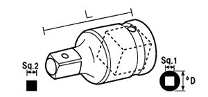 NAC(長堀工業) ソケットアダプターの寸法図