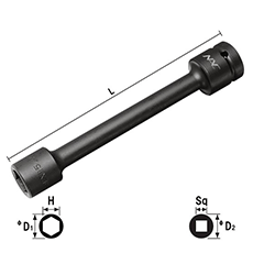 NAC(長堀工業) 6角ソケットエクステンションタイプ(差込角 12.7mm・1/2)の寸法図
